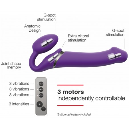 Gode Ceinture pour Femme Sans Harnais Violet - Télécommandé - Bendable Strap-on Me - Taille XL - 16 cm / Ø 4,5 cm - Strap-On-Me