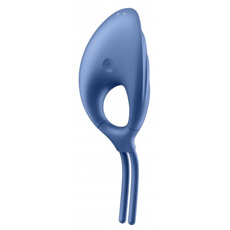 Cockring Swordsman Bleu - Anneau Vibrant A Curseur réglable - Tête Clitoridienne - USB - Etanche - 9 cm / Ø 4,5 cm - Satisfyer