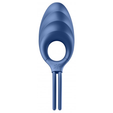 Cockring Swordsman Bleu - Anneau Vibrant A Curseur réglable - Tête Clitoridienne - USB - Etanche - 9 cm / Ø 4,5 cm - Satisfyer