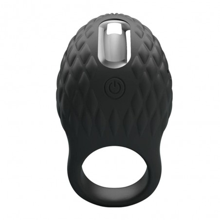 Anneau Vibrant - Cockring Heloise Noir - Tête Clitoridienne Striée - Rechargeable - Waterproof - 8 cm / Ø 2,8 cm - Pretty Love