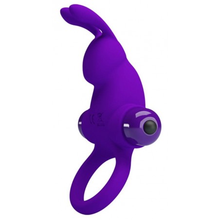 Cockring Vibrant Ring I Violet - Stimulateur Clitoridien En Forme De Tête De Lapin - 10,5 cm / Ø 3 cm - Pretty Love