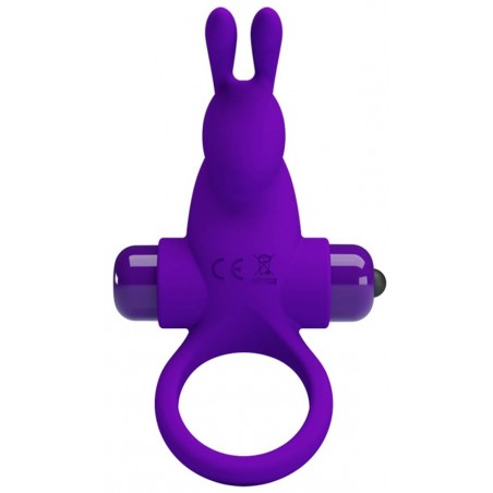 Cockring Vibrant Ring I Violet - Stimulateur Clitoridien En Forme De Tête De Lapin - 10,5 cm / Ø 3 cm - Pretty Love