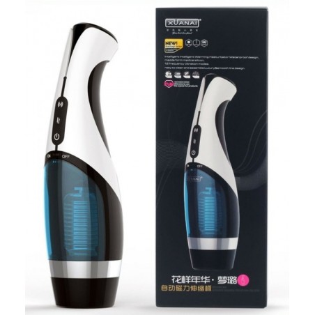 Masturbateur Magnetic Force - Va-Et-Vient - Gémissements - Waterproof - Rechargeable - 28 cm / Ø 8 cm - Blanc - Generique