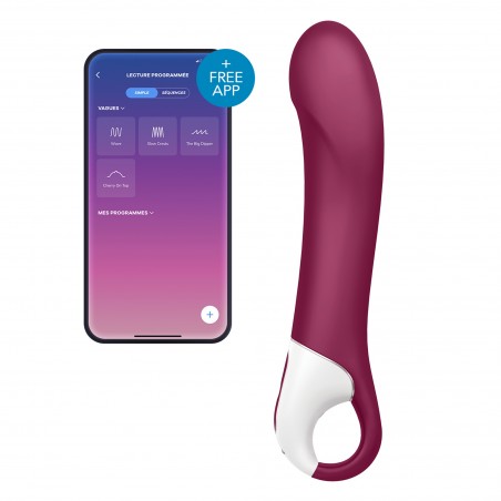 Vibromasseur - Big Heat - Chauffant - Connecté - Rechargeable - Waterproof - Bordeaux - 20,5 cm / Ø 4 cm - Satisfyer