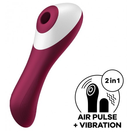 Vibromasseur Point G Ou Impulsions D'Air Clitoridien Dual Crush Bordeaux - USB - Waterproof - 17 cm / Ø 3,5 cm - Satisfyer