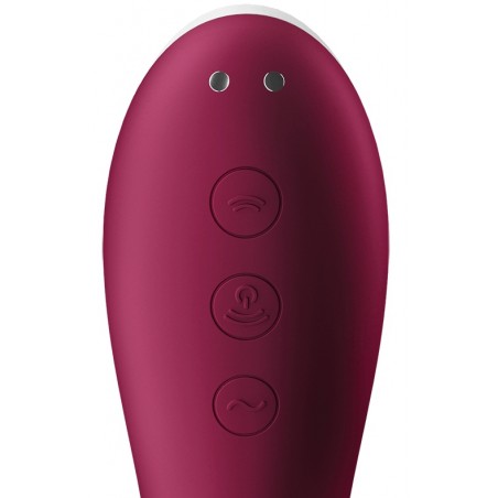 Vibromasseur Point G Ou Impulsions D'Air Clitoridien Dual Crush Bordeaux - USB - Waterproof - 17 cm / Ø 3,5 cm - Satisfyer