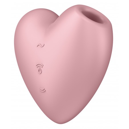 Stimulateur clitoridien Cutie Heart Rose - Vibration/Aspiration - Rechargeable - Waterproof - 8 cm / 7,5 cm - Satisfyer