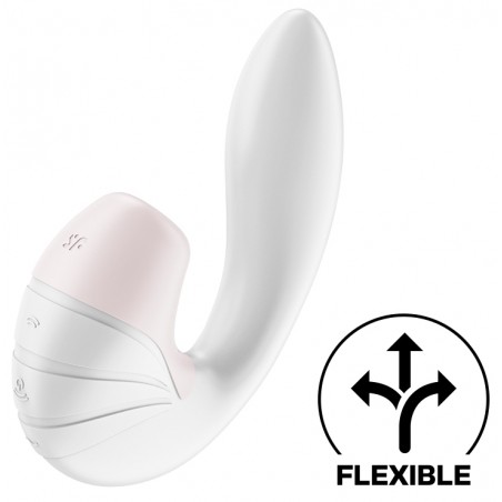 Rabbit - Supernova Blanc - Air Pulsé Et Vibrations - Rechargeable - Waterproof - 15 cm / Ø 3 cm - Satisfyer
