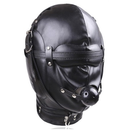 Cagoule Sensory Privation Simili cuir Réglable - Rembourrage Oreilles - Bâillon A Trous Amovible - Masque - T. U - Generique