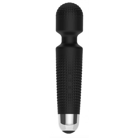 Stimulateur clitoridien Texturé - Wand Ashton - Noir - Waterproof - Rechargeable - 20,5 cm / Ø 4,2 cm - Generique