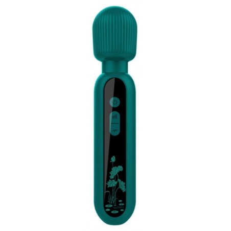 Stimulateur clitoridien Strié - Wand Forest - Vert - Waterproof - Rechargeable - 20 cm / Ø 4,2 cm - Generique