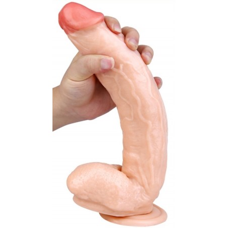 Gode XXL Ventouse Ou Harnais - Avec Testicules - Simon - Souple Et Réaliste - 24 cm / Ø 6 cm - Chair - Generique
