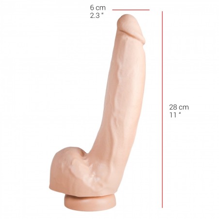 Gode XXL Ventouse Ou Harnais - Avec Testicules - Souple Et Réaliste - 21 cm / Ø 6 cm - Chair - Dildorama