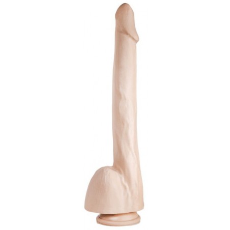 Gode XXL Ventouse Ou Harnais - Avec Testicules - Souple Et Réaliste - 24 cm / Ø 4 cm - Chair - Dildorama