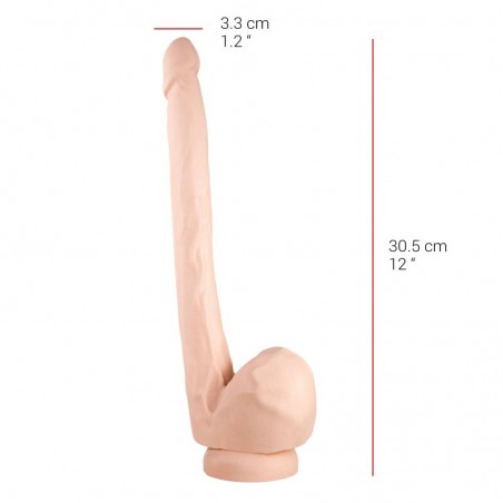 Gode Ventouse Ou Harnais - Avec Testicules - Long Et Fin - Souple Et Réaliste - 24 cm / Ø 3,3 cm - Chair - Dildorama