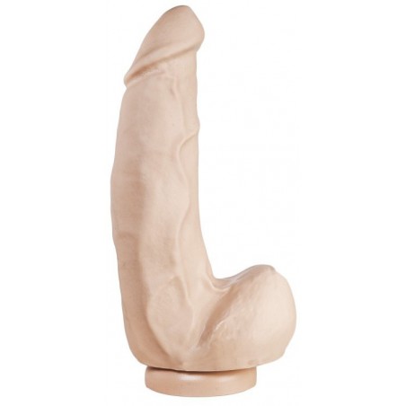 Gode XXL Courbé - Ventouse Ou Harnais - Avec Testicules - Souple Et Réaliste - 20 cm / Ø 6 cm - Chair - Dildorama