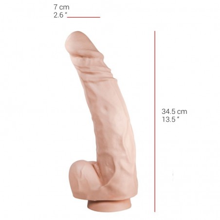 Gode XXL Ventouse Ou Harnais - Avec Testicules - Souple Et Réaliste - 26 cm / Ø 7 cm - Chair - Dildorama