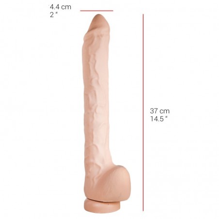 Gode XXL Ventouse Ou Harnais - Avec Testicules - Souple Et Réaliste - 27 cm / Ø 5 cm - Chair - Dildorama