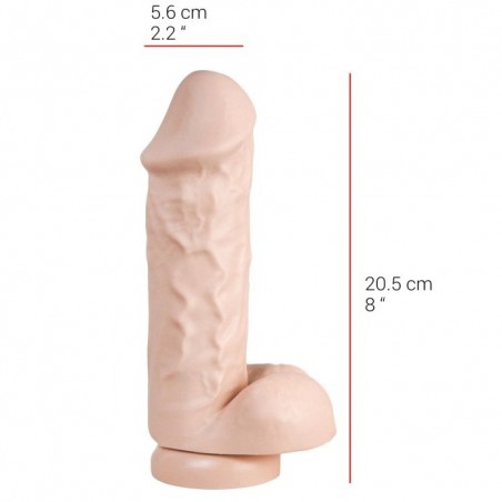 Gode Large - Ventouse Ou Harnais - Avec Testicules - Souple Et Réaliste - 18 cm / Ø 5,6 cm - Chair - Dildorama