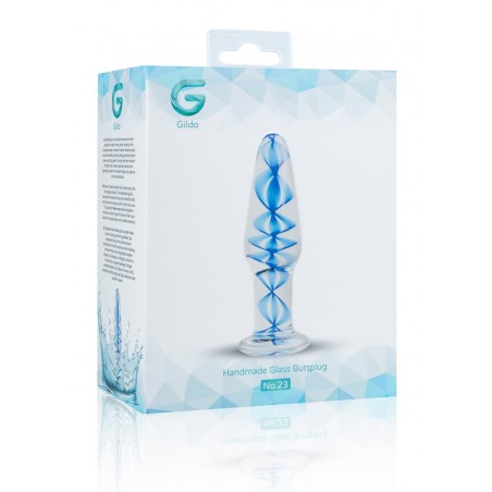 Plug Anal - Rosebud N° 23 - Verre Thermo Réactif - Chaud / Froid - Waterproof - Bleu - 10,5 cm / Ø 3,2 Cm - Gildo