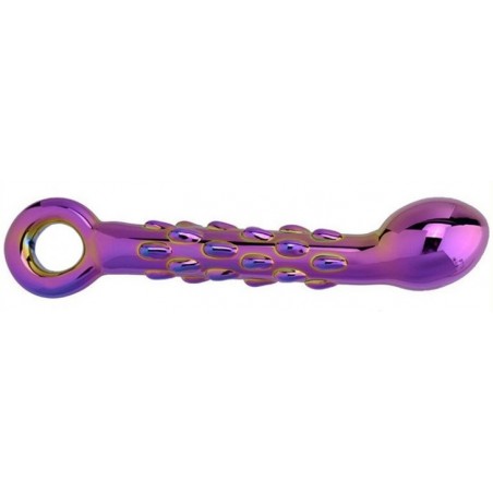 Gode Drops - Dildo Violet Et Or - Verre Thermo Réactif - Chaud / Froid - Waterproof - 13,5 cm / Ø De 2 cm A 3 cm - Generique