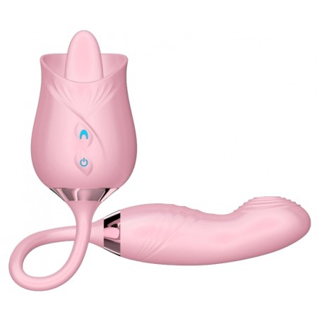 Stimulateur Clitoridien / Vibromasseur - Rose Licking - Langue Et Œuf A Tapotements - USB - 11 cm / Ø 3 cm - My Play Toys