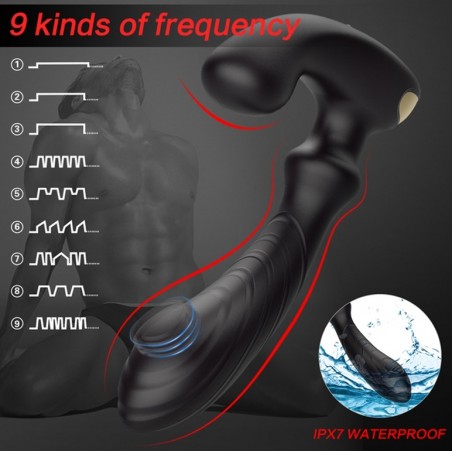 Stimulateur De Prostate Strié A Tapotement - Raper Up Noir - Waterproof - Rechargeable - 12 cm / Ø 3 cm - Generique