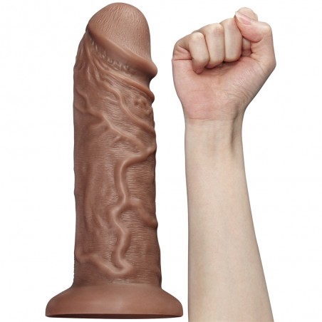 Gode vibrant XXL - Realistic Dildo Marron - Ventouse Ou Harnais - Télécommandé - Waterproof - 25,5 cm / Ø 6,3 cm - Lovetoy