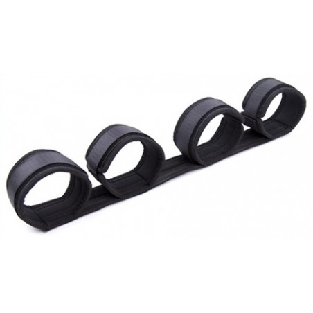 Barre Spreader Métal et Nylon 50 cm - 2 Paires De Menottes Ajustables Par Scratch - Noir - Generique