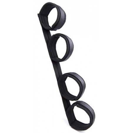 Barre Spreader Métal et Nylon 50 cm - 2 Paires De Menottes Ajustables Par Scratch - Noir - Generique