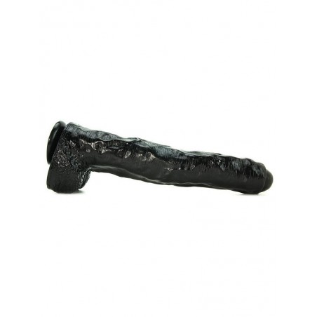 Gode XXL Ventouse Ou Harnais - Falcon Unkut Noir - Avec Testicules - Souple Et Réaliste - 26 cm / Ø 6,5 cm - Falcon