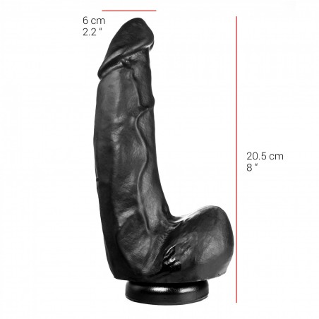 Gode XL Ventouse Ou Harnais - Avec Testicules - Souple Et Réaliste - Noir - 20 cm / Ø 6 cm - Dildorama