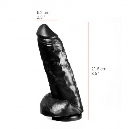Gode XXL Ventouse Ou Harnais - Avec Testicules - Souple Et Réaliste - Noir - 18 cm / Ø 6,3 cm - Dildorama