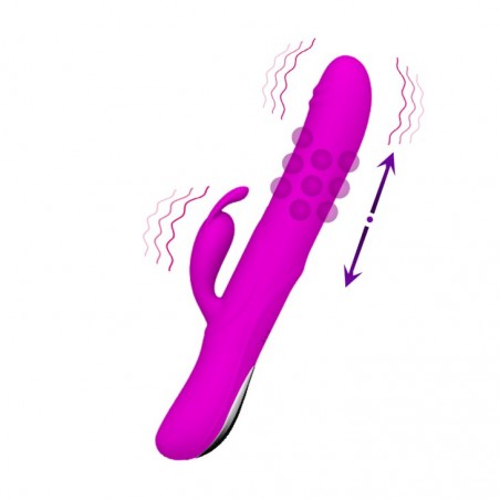 Rabbit Vibrant - Byron Rose - Billes Va-Et-Vient - Rechargeable - Waterproof - 15,5 cm / Ø 4 cm - Pretty Love
