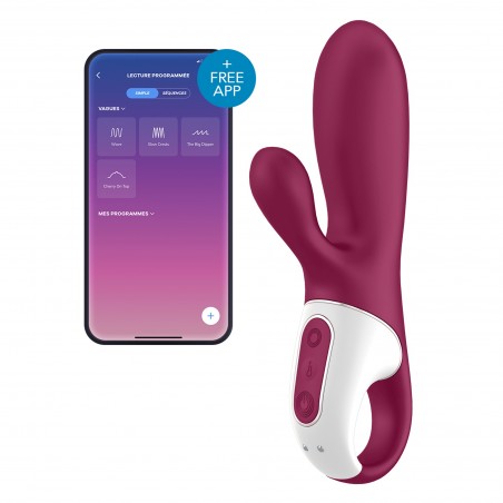 Rabbit Chauffant - Hot Bunny Cerise - Connecté - Waterproof - Rechargeable - 17 cm / Ø 3,5 cm - Satisfyer