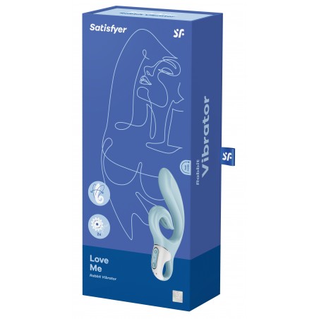 Rabbit - Love Me Bleu Ciel - Rechargeable - Waterproof - 21 cm / Ø 4 cm - Satisfyer