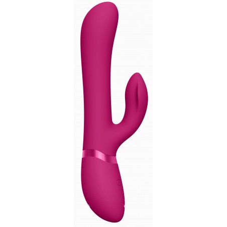 Rabbit De Luxe - Chou Fuchsia - 4 Stimulateurs Clitoridiens Interchangeables - Etanche - Rechargeable - 23 cm / Ø 3,5 cm - Vive