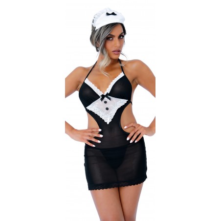 Déguisement Woman Room Service - Ensemble de Soubrette Coquine 3 Pièces - S/M - L/XL - Blanc Et Noir - Daring Intimates