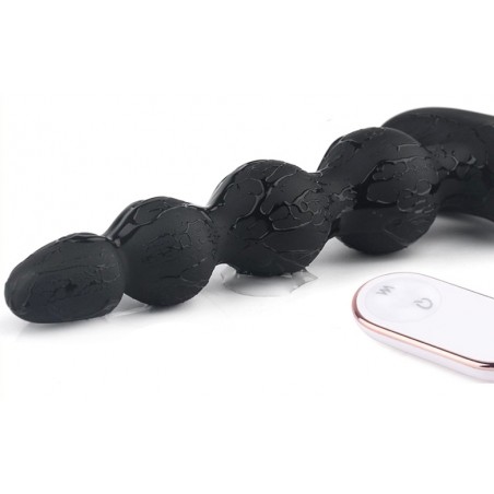 Plug Anal Vibrant Atomic Noir - Chapelet de 4 Boules - Télécommandé - USB - Waterproof - 16 cm / Ø 2,1 Cm à 3,5 Cm - Generique