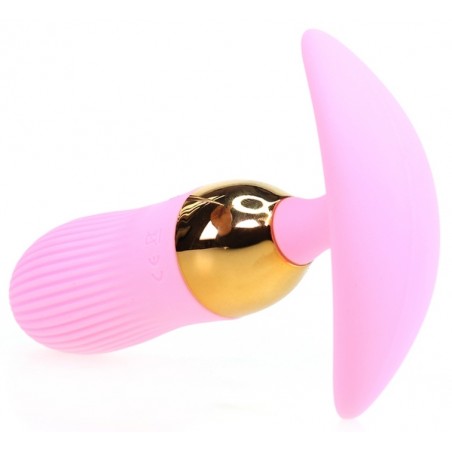 Plug Anal Vibrant - Stripe Egg Rose - Strié - Télécommandé - Rechargeable - Waterproof - 10 Cm / Ø 3 Cm - Generique