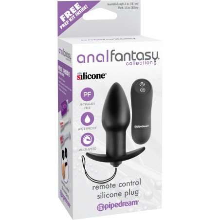 Plug Anal Vibrant - Remote Control Noir - Télécommandé - Waterproof - 10 Cm / Ø 3,8 Cm - Anal Fantasy