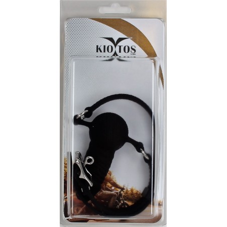 Bâillon Gode The Ride Mouthgag - Nervuré - Gland Saillant - Sangle Réglable - Noir - 9 Cm / Ø 2,5 Cm - Kyotos