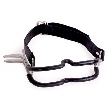 Ecarteur Bouche Ouverte - Métal Recouvert De Caoutchouc Noir - Sangle Ajustable - 14 Cm / 4,5 Cm - Kiotos