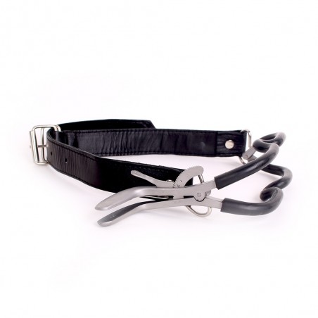 Ecarteur Bouche Ouverte - Métal Recouvert De Caoutchouc Noir - Sangle Ajustable - 14 Cm / 4,5 Cm - Kiotos