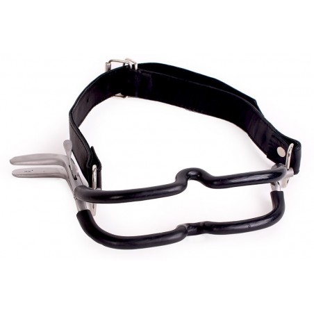 Ecarteur Bouche Ouverte - Métal Recouvert De Caoutchouc Noir - Sangle Ajustable - 12 Cm / 4,5 Cm - Kiotos