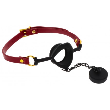 Bâillon Kinky Gag - Bouche Ouverte - Bouchon A Chaine - Sangle Ajustable Rouge - Ø 4 cm - Taboom