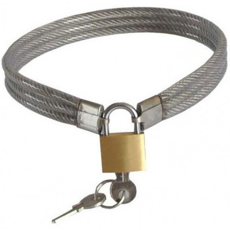 Collier Slave Lock Avec Cadenas - En Métal - Taille S : 36 cm - Taille L : 43 cm - Generique