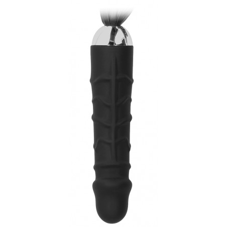 Fouet - Gode Black Whip Nerve 2 En 1 - Lanières Simili Cuir 30 Cm - Gode Silicone 14 Cm / Ø 3,2 Cm - Ouch