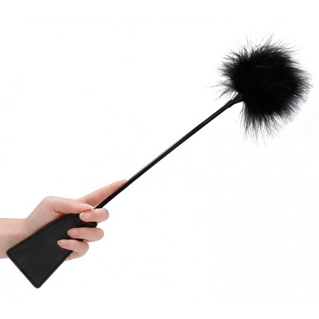 Cravache En Simili Cuir Et Plumeau - 2 En 1 - Noir - 43 cm - Ouch