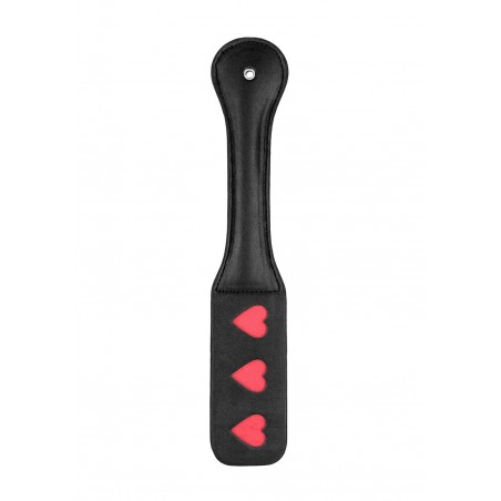 Paddle - Tri Hearts - En Simili Cuir Rouge Et Noir - Tapette 13 Cm / 5,5 Cm - Longueur 32 Cm - Ouch